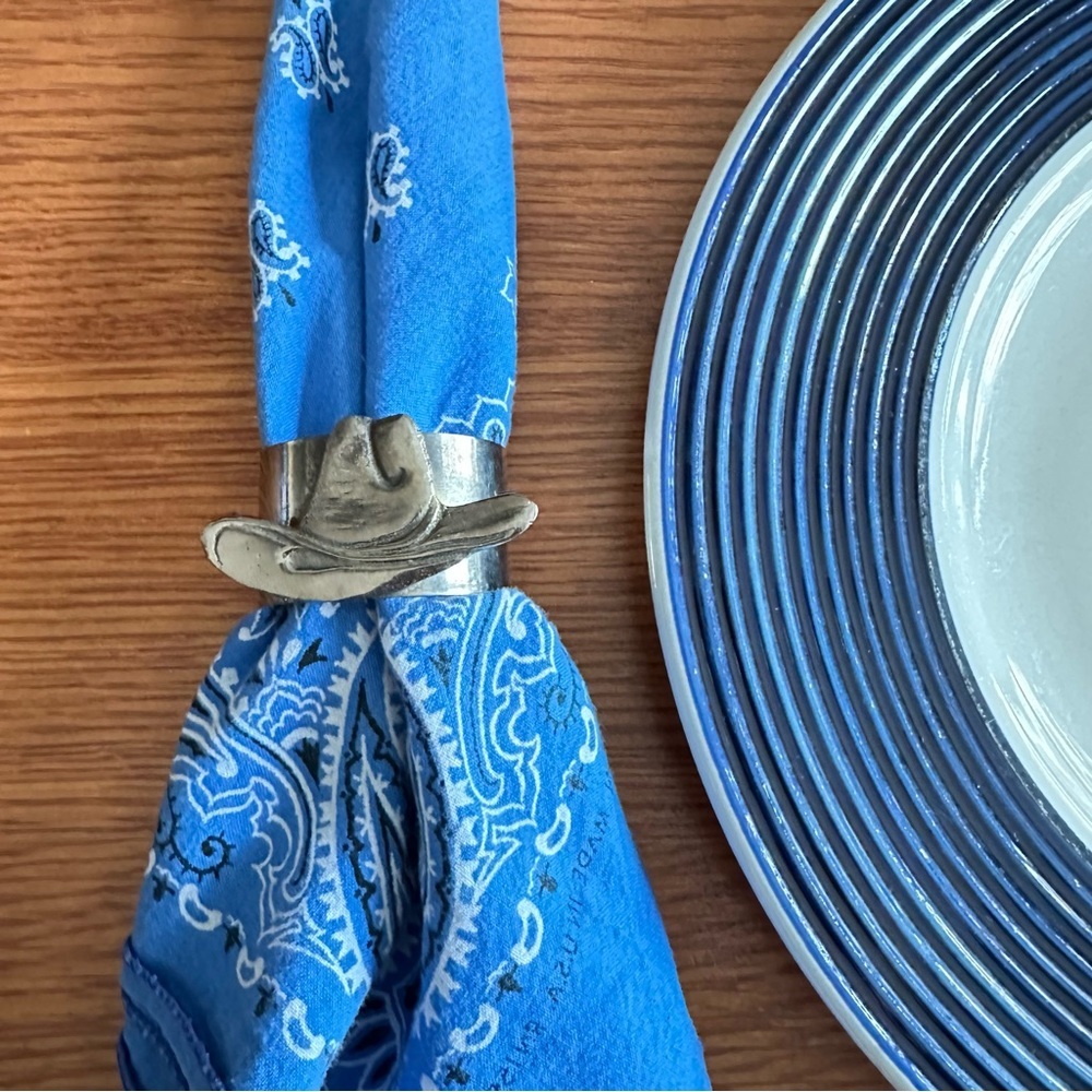 Set of 6 Vintage Western Theme Napkin Rings by Boston Warehouse Buffalo Creek